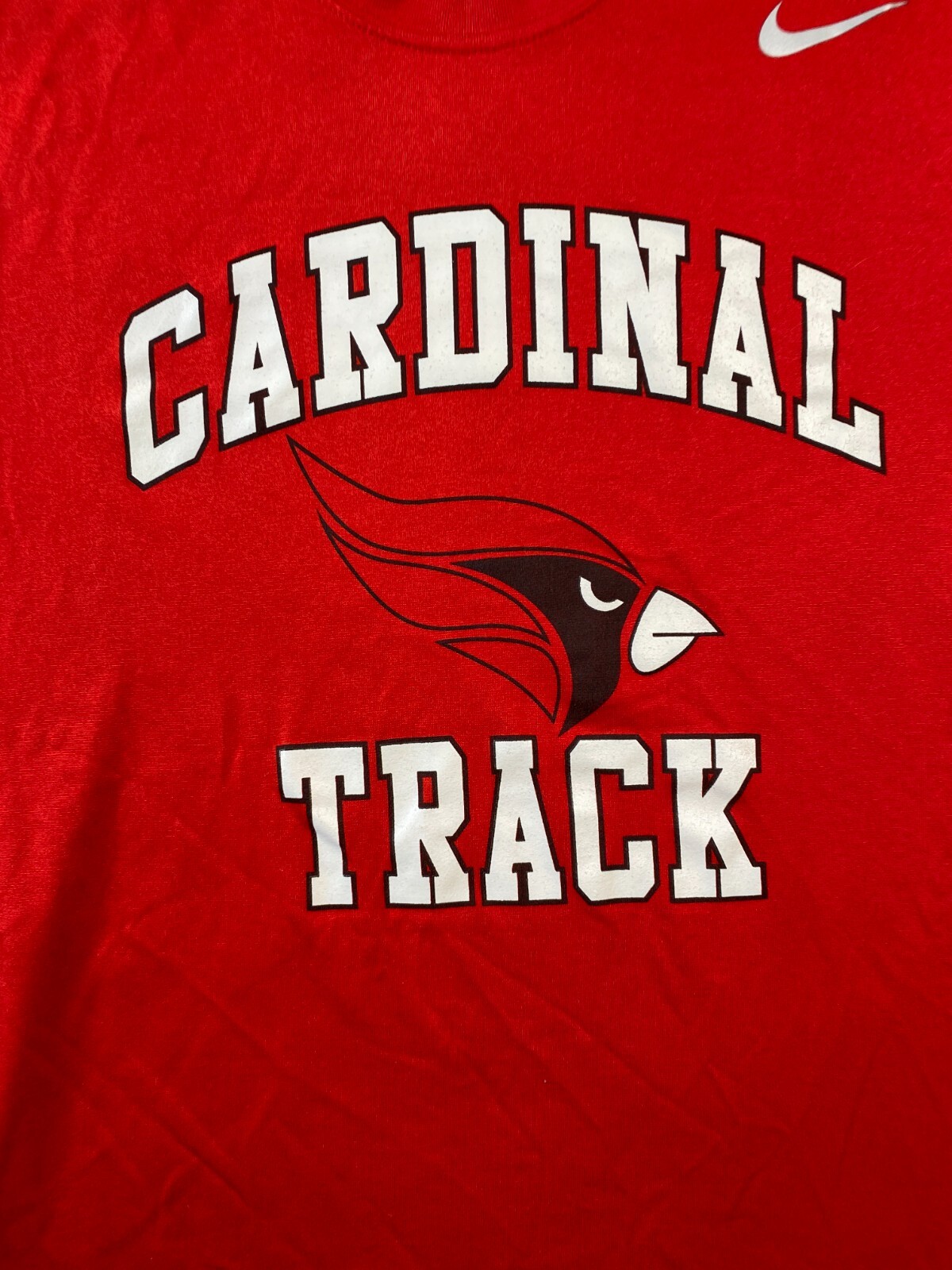 Nike Shirt Adult Medium Red White Swoosh Drifit Cardinal Track And Field Mens gallery