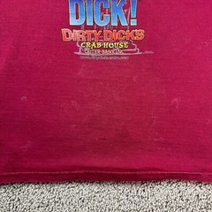 Dirty Dicks Crab Shack Shirt Mens Medium Red Blue Dont Know Dick THRASHED FLAW