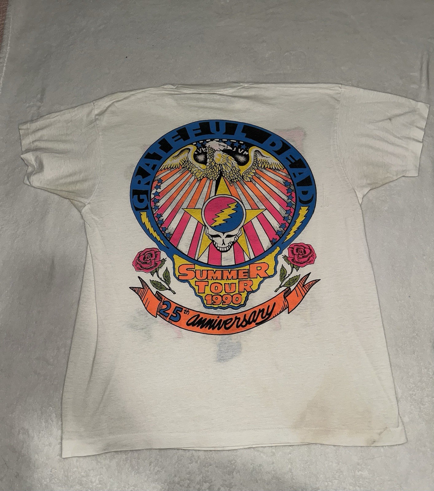 Vintage 1990 Grateful Dead Bart Simpson Style Dead Head T Shirt XL USA Tour gallery