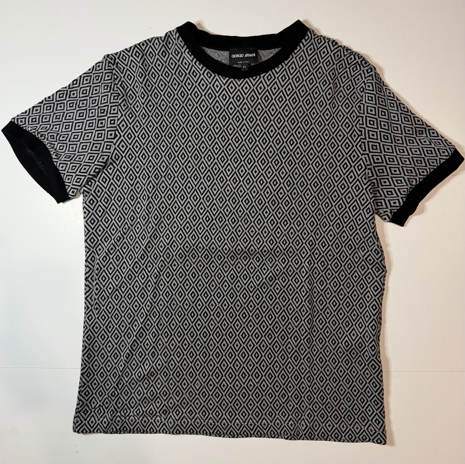 Giorgio Armani Shirt Size 54 Mens Jacquard Knit Herringbone