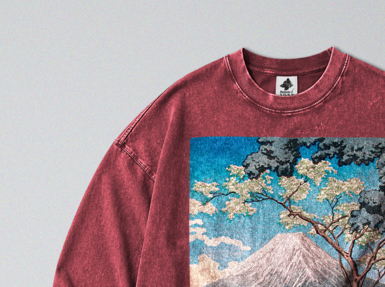 100% Cotton Long Sleeve Tee - Retro Oversized Fit - Unisex - Japan's Mt Fuji gallery
