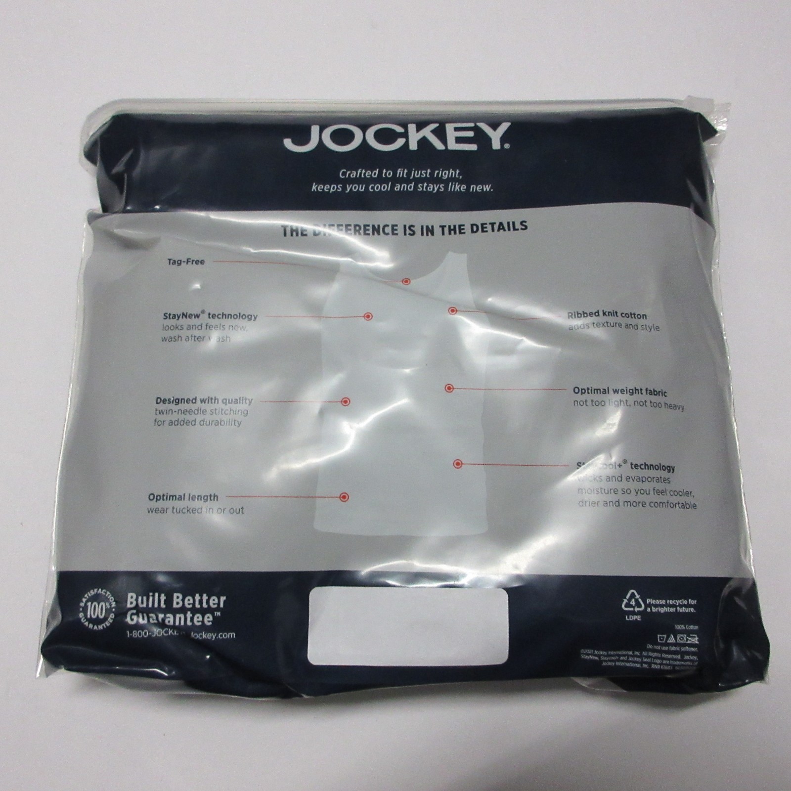 New Jockey 4 Pack Mens Stay Cool Cotton Tanks Size Extra Large XL Black Durable gallery