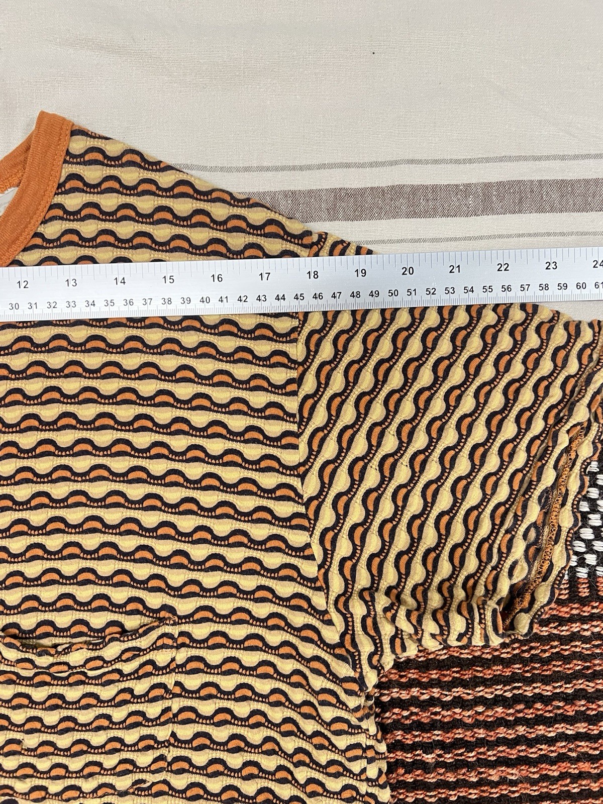 LVC T-Shirt L Levi's Vintage Clothing Casuals Orange Ringer Wave Pattern Stripe gallery