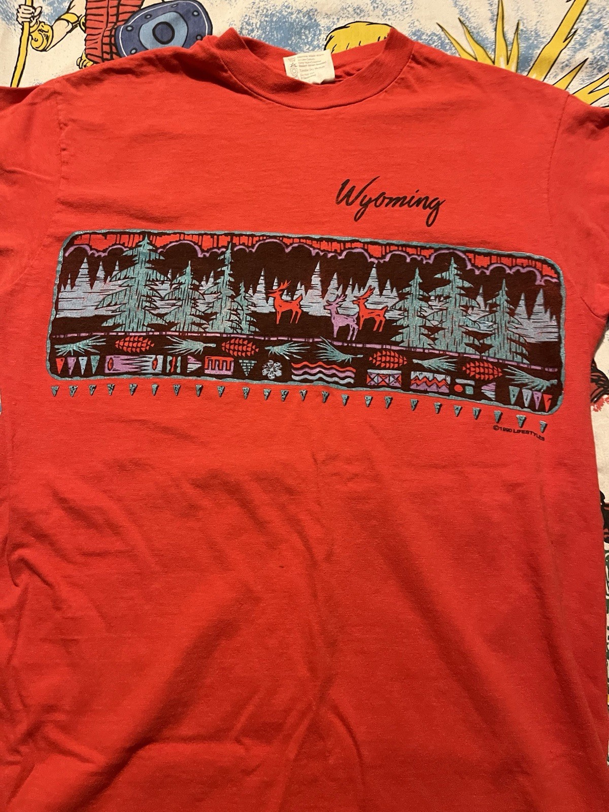 Vintage 1990 Wyoming T-Shirt Lifestyles 90s Single Stitch Outdoors Hunting GUC gallery