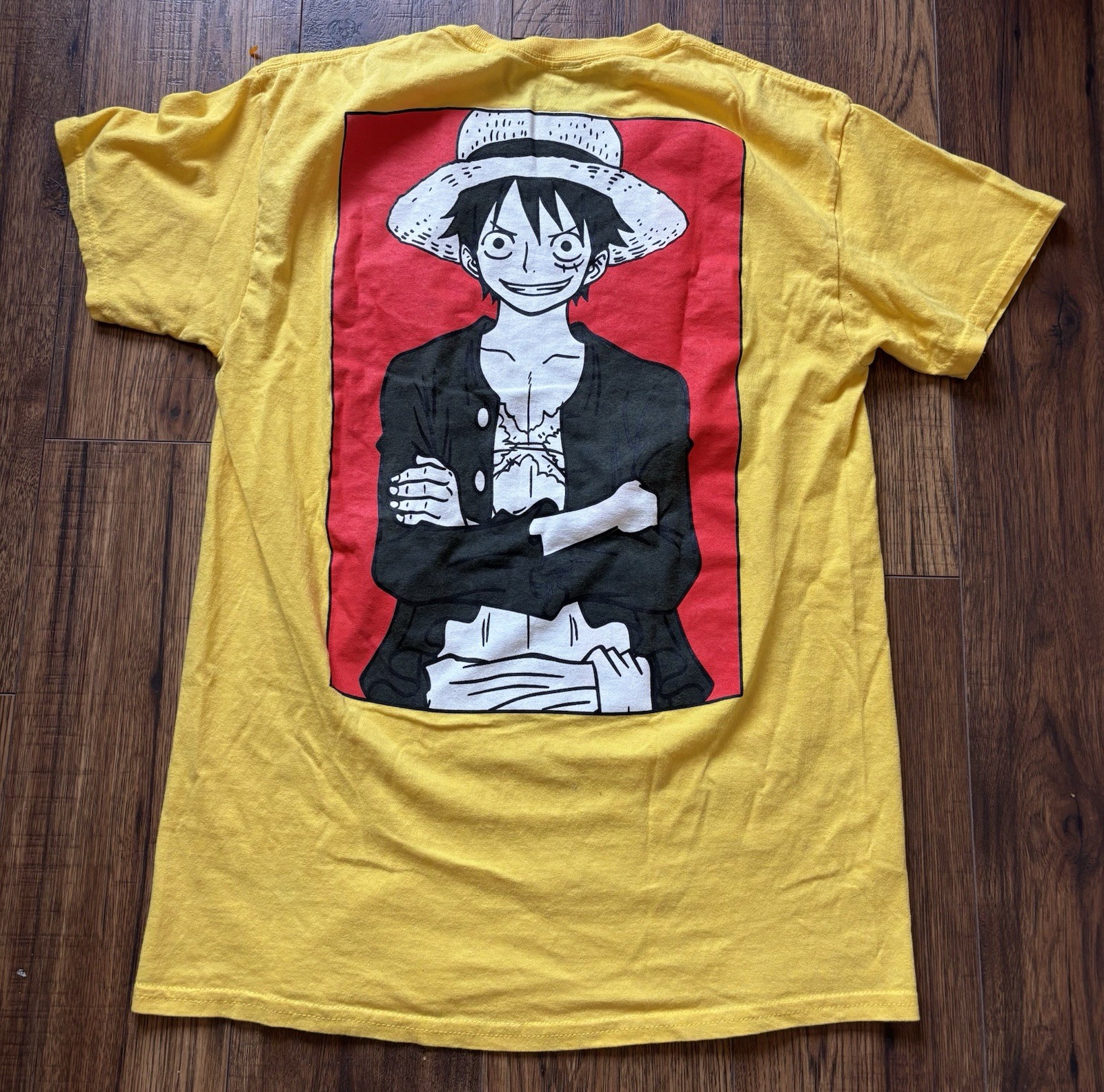 One Piece Luffy Straw Hat Pirates Anime Ripple Junction T-Shirt Yellow Medium