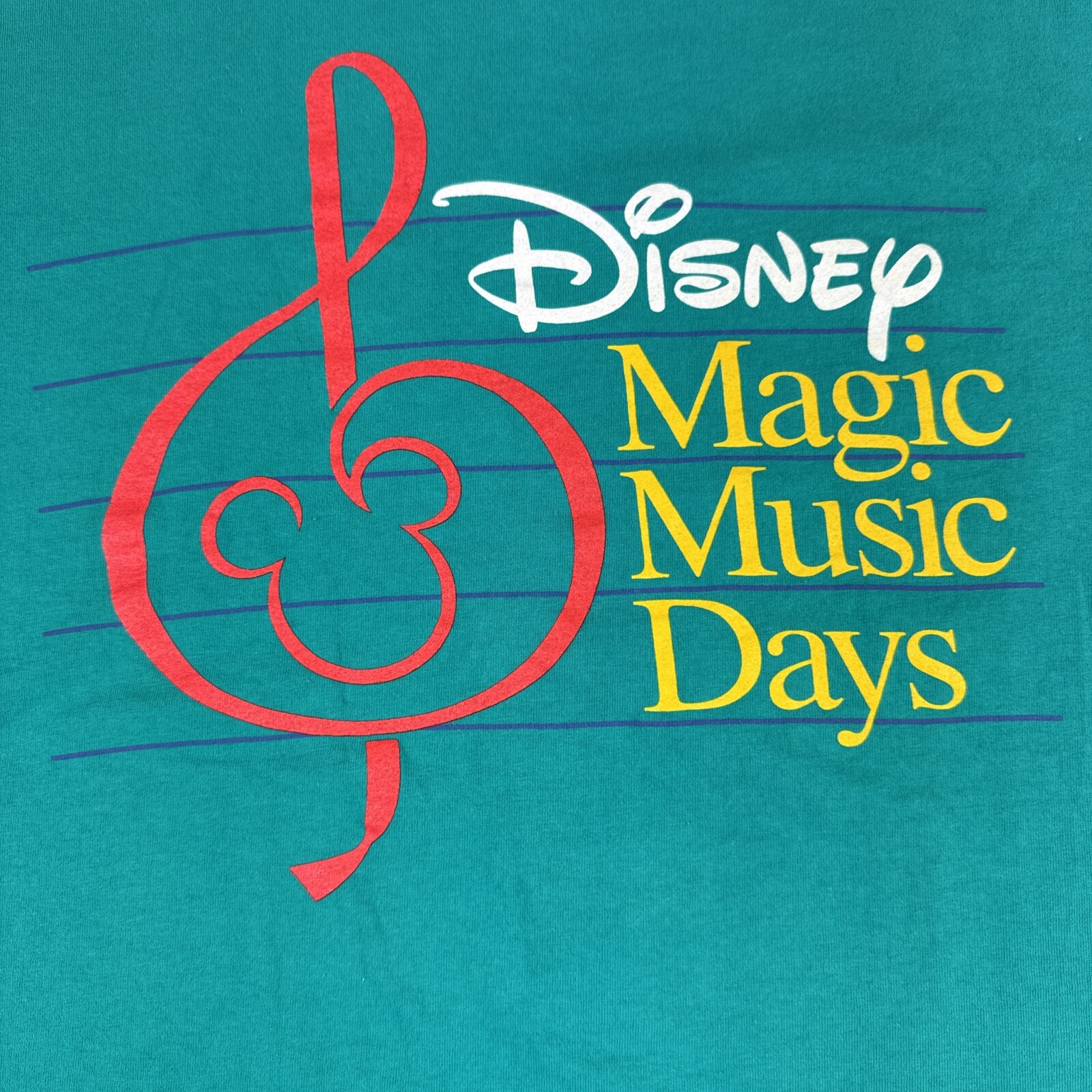 Disney Designs Magic Music Days T-Shirt Green Crewneck OSFA Y2K 90s Made in USA gallery