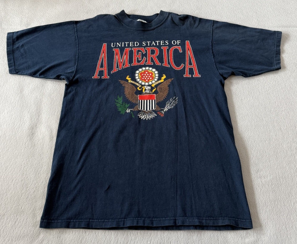 VTG 90's Galt Sand USA America Eagle Crest T-Shirt MADE IN USA Patriotic Sz L gallery