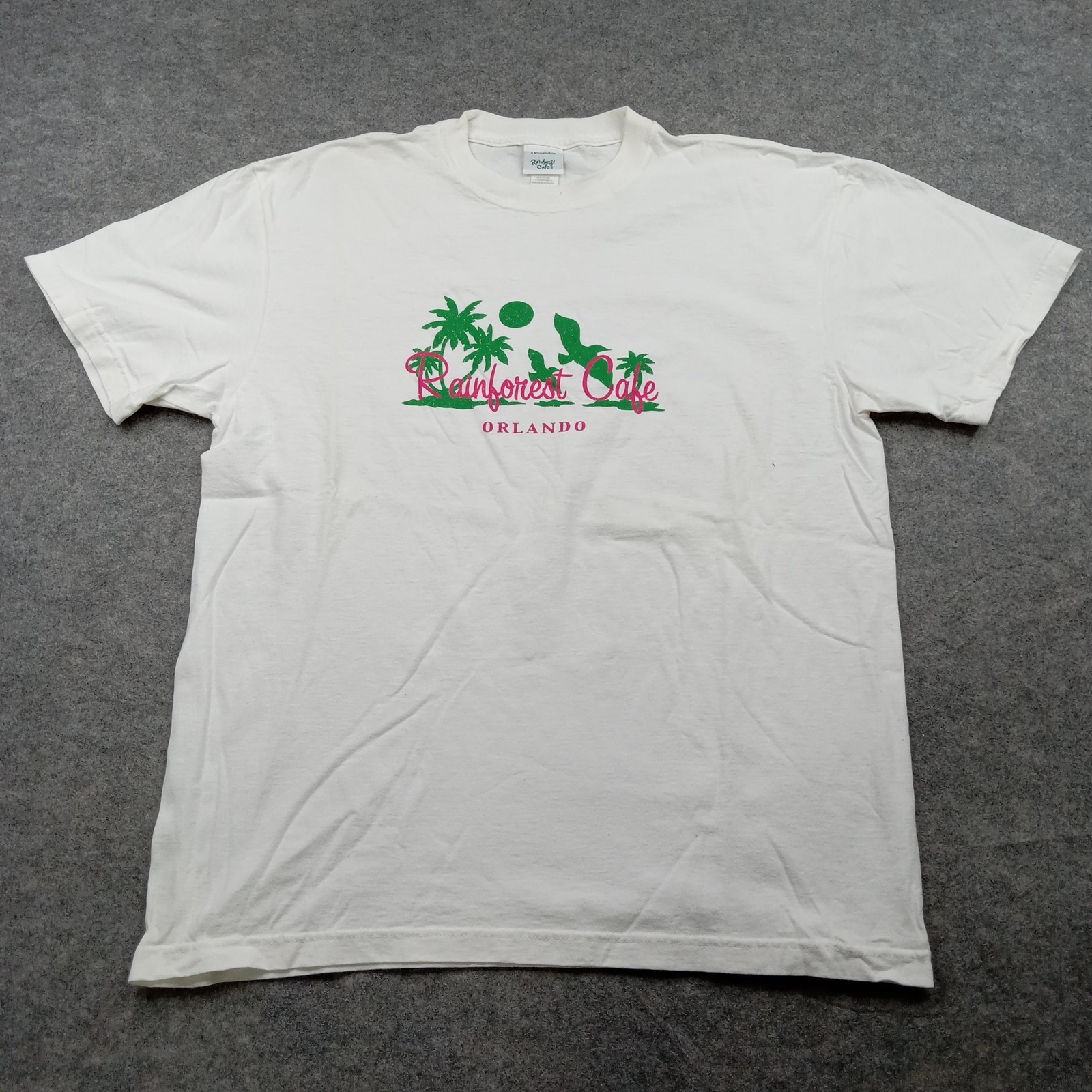Rainforest Cafe Orlando Shirt Mens Large White Graphic Souvenir Florida Vintage