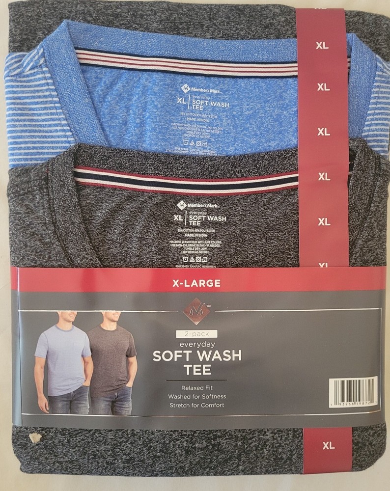 Member’s Mark Men’s Everyday Soft Wash Pocket Tshirt Tee 2 Pk Sz XL NWT