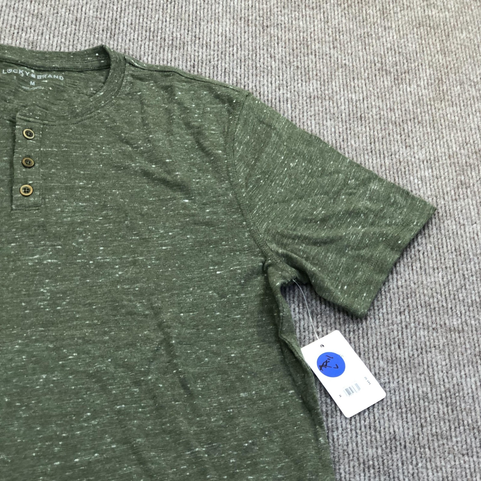 Lucky Brand Shirt Mens Medium Green Linen Henley Tee Tagless Jersey Lightweight gallery