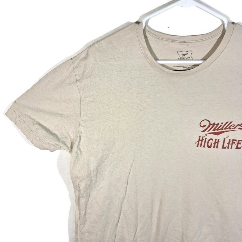 Miller High Life Beer Graphic Tshirt Mens L Short Sleeve Crew Neck Beige Cotton gallery