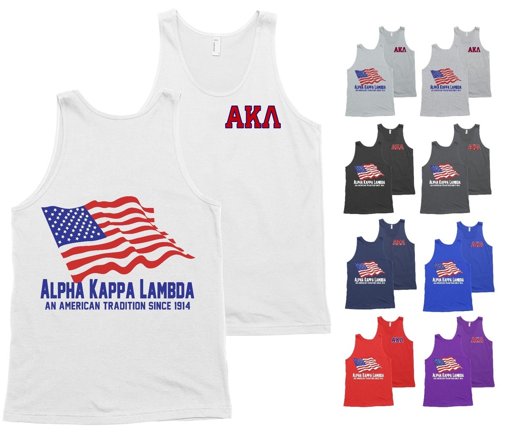 Alpha Kappa Lambda Fraternity Bella+Canvas Tank Top American USA Flag Shirt