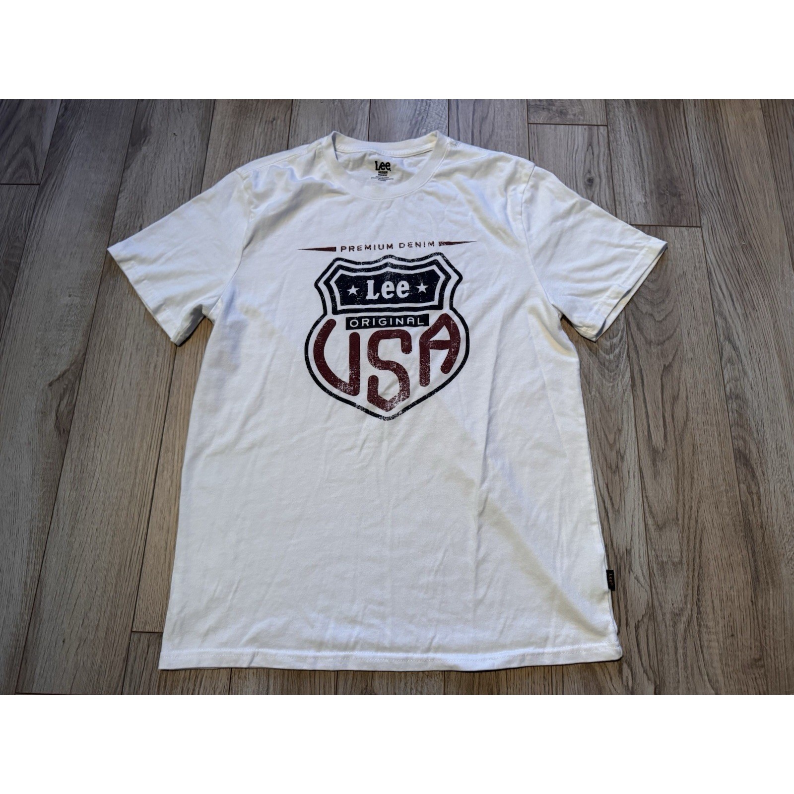 Lee Mens Premium Denim Original USA Graphic T-Shirt White Medium Regular Fit gallery