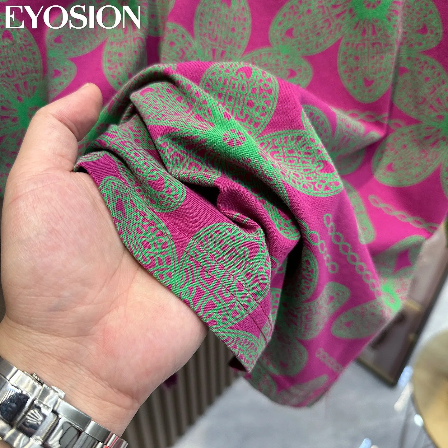Men's Pink Floral Print T-Shirt Casual Short Sleeve Cotton Crew Neck Summer Tee gallery