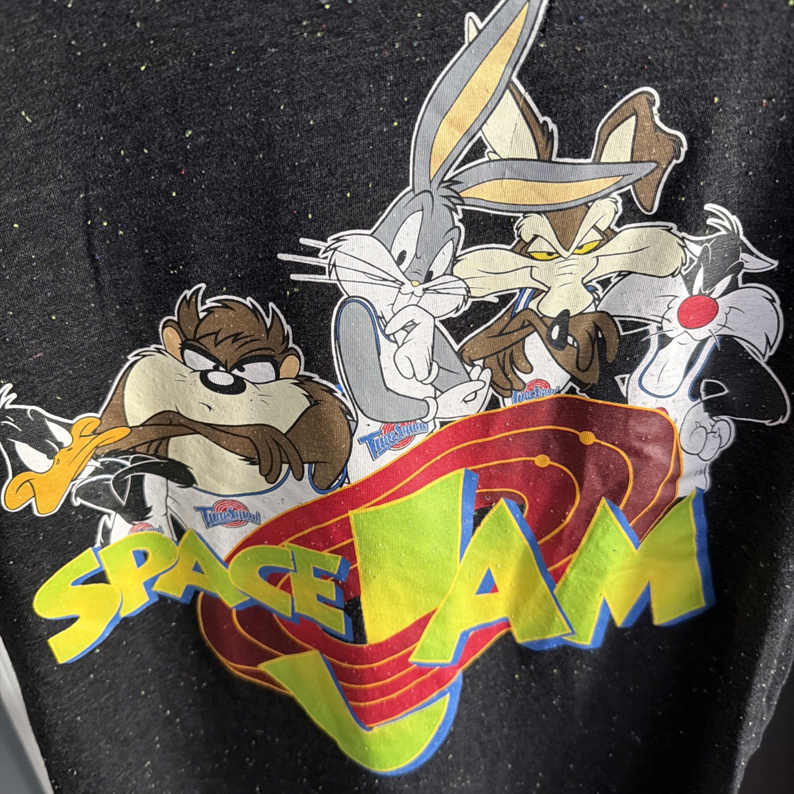 Warner Brothers Tunes Space Jam Squad Black Confetti T shirt Size L 42/44 gallery