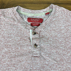 Bruno Milano Red & White SUPER SOFT Lightweight Short Sleeve Henley Shirt Sz S