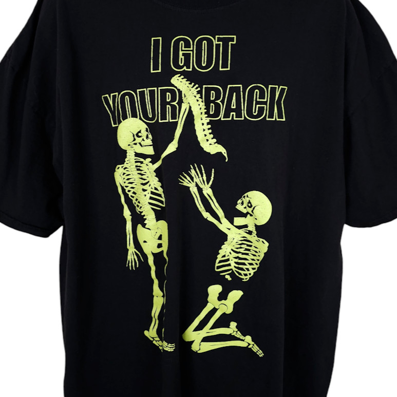 Halloween Skeleton T Shirt Mens Size 3XL Black I Got Your Back Skull Funny Humor