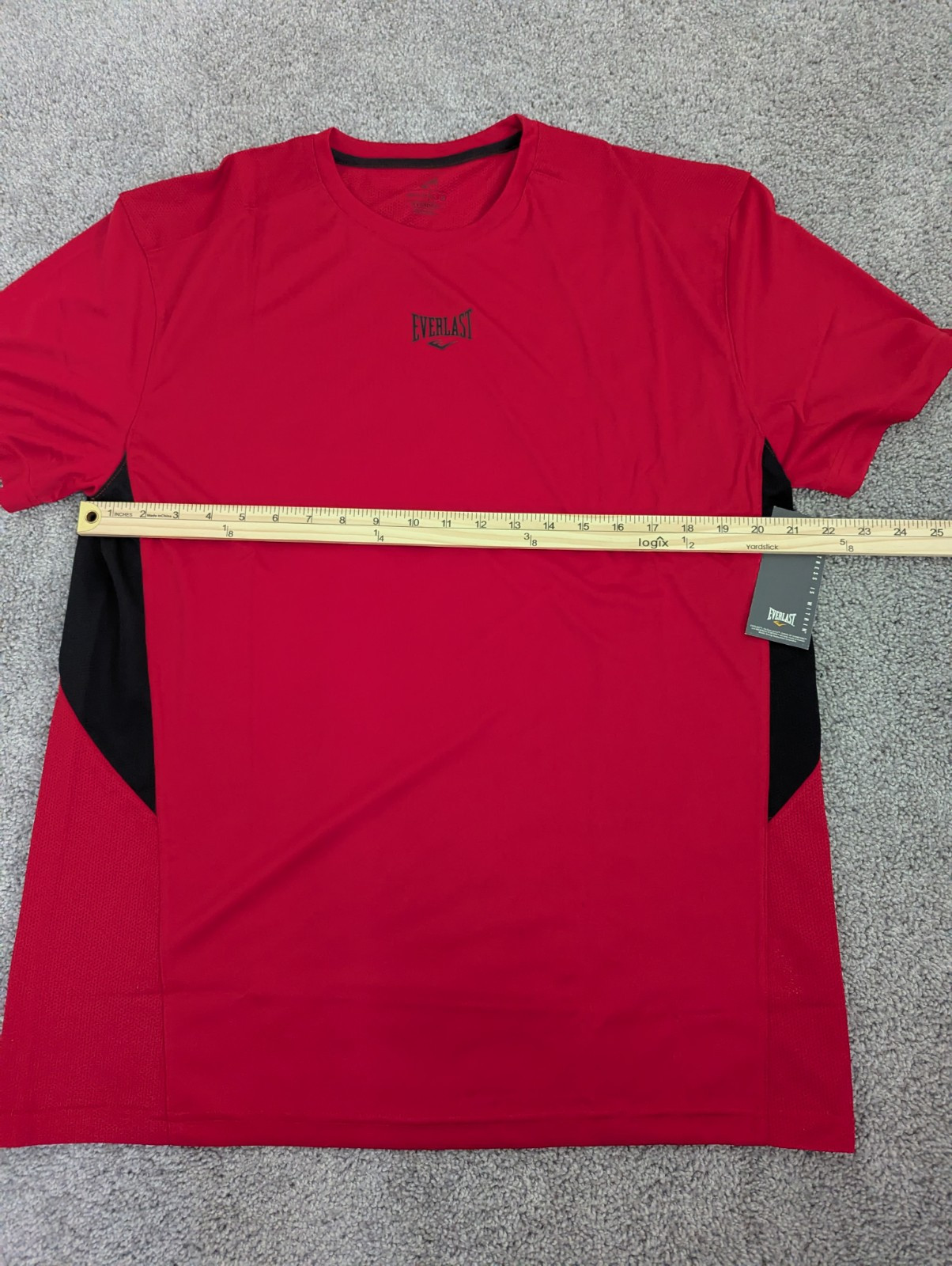 Everlast EverDri T Shirt Men's L Red and Black Semi-Fitted Stretch Workout NWT gallery