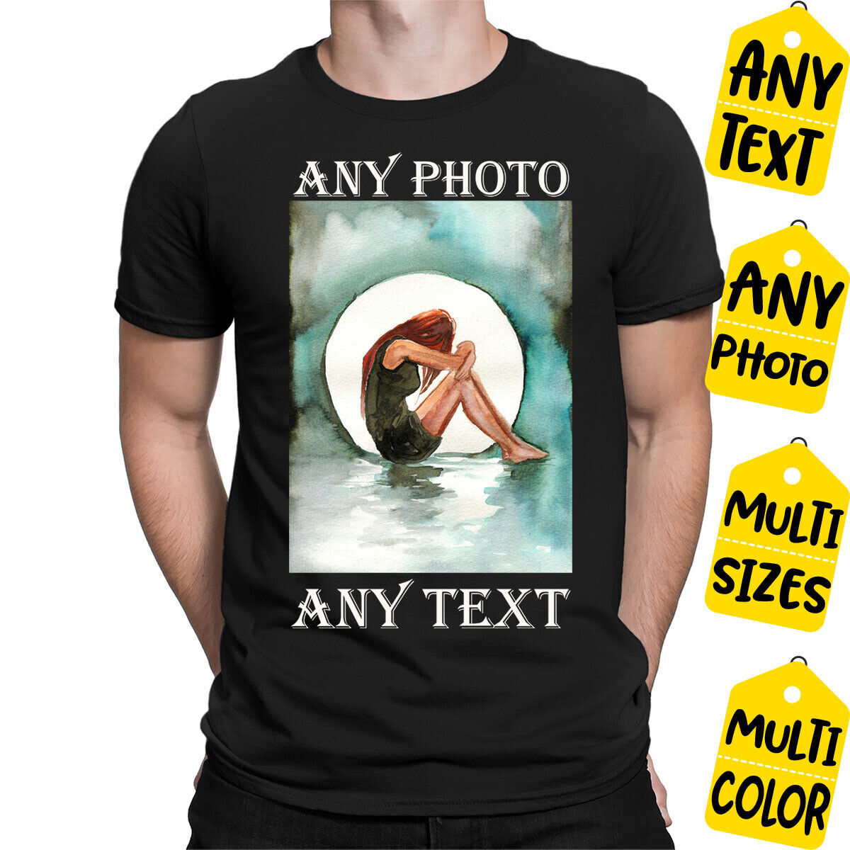 Personalised Your Photo Text Printed Logo Stag Hen Party Mens T-Shirt#DNE 1T9A5 gallery
