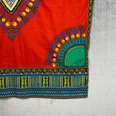 Dashiki Style Tunic Unisex XL Red Multicolor 100% Cotton African Art to Wear