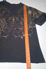 Vintage Y2K Bugle Boy Shirt Men Medium Gold Dragon Skeleton Distressed Destroyed