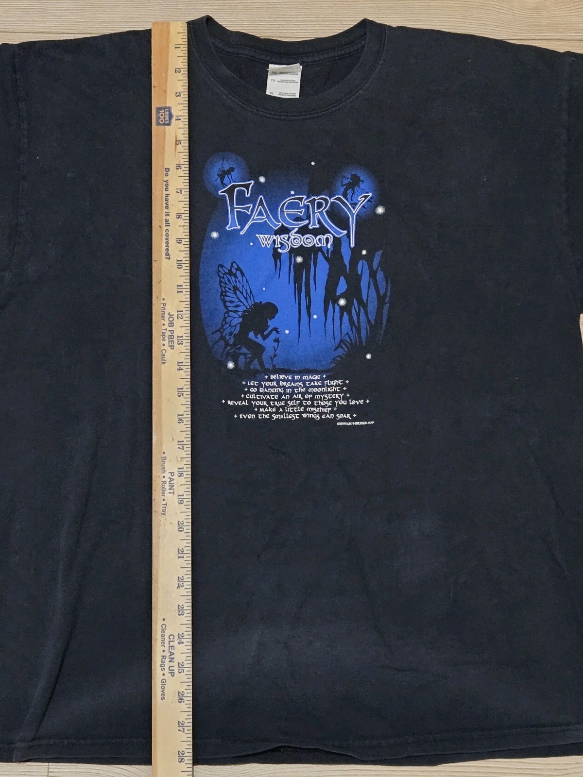 Vtg Fairy Wisdom Shirt 2007 Mens XL Black Blue Fantasy Earth Sun Moon gallery
