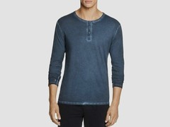 ATM Anthony Thomas Melillo Pima Cotton Pigment-Dyed Henley Blue-Size Small
