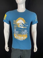 Grunt Style “Fly Atomic Airlines” Blue Front Graphic T Shirt, Men’s Size Small