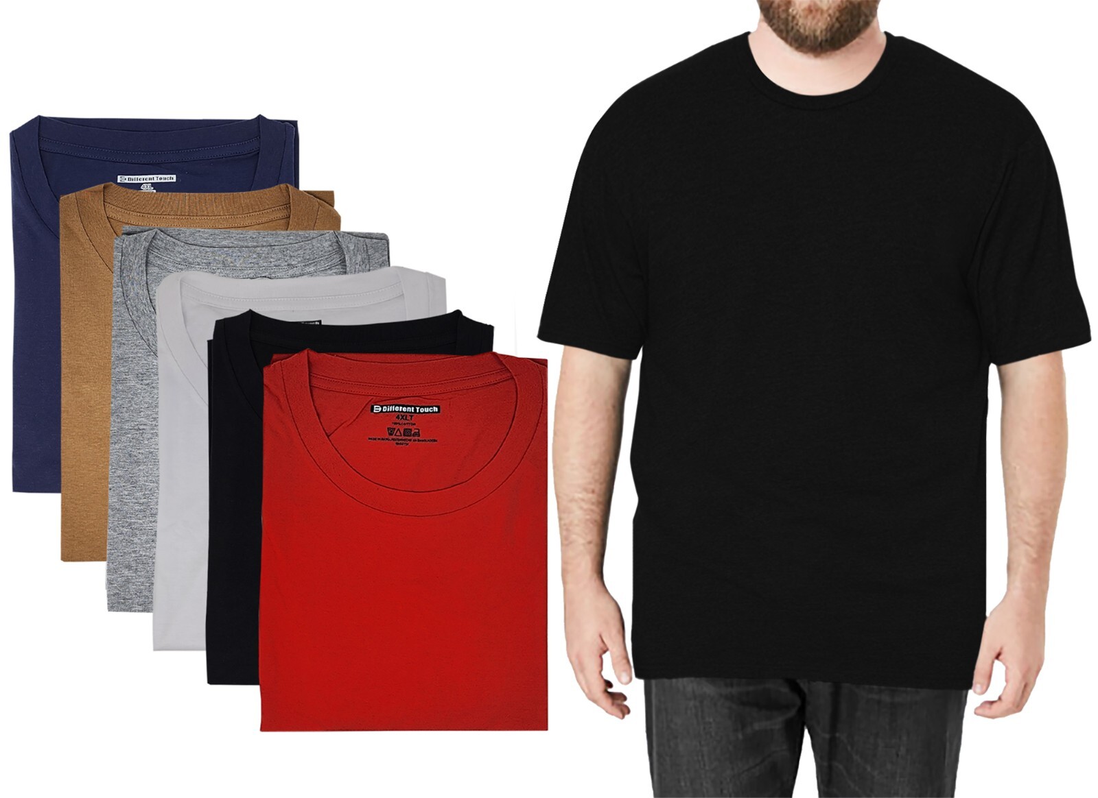 Different Touch Men Big and Tall 100% Cotton Short Sleeve T-Shirts 4PACK gallery