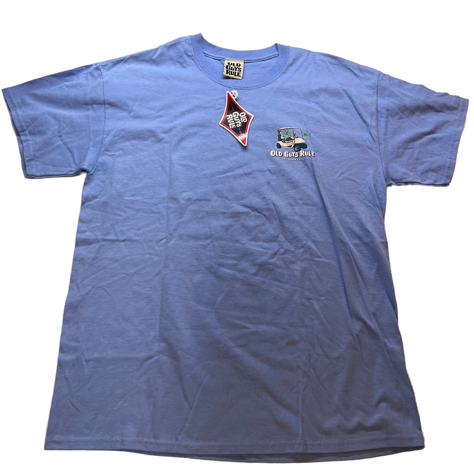 Old Guys Rule Men TShirt Large Blue Golf Cart Graphic This Is How I Roll w Stain gallery
