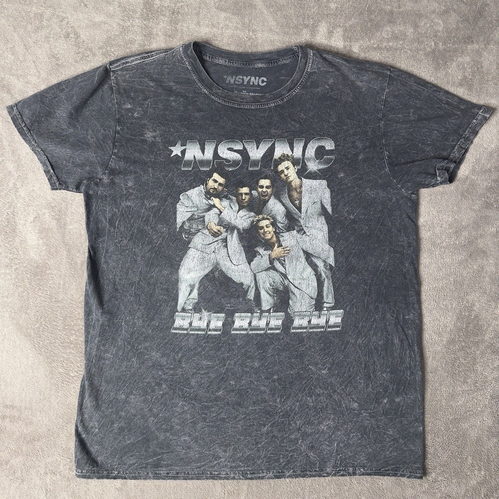 NSYNC “Bye Bye Bye” Goodie Two Sleeves Graphic Tee Mens M/L Wash Pattern