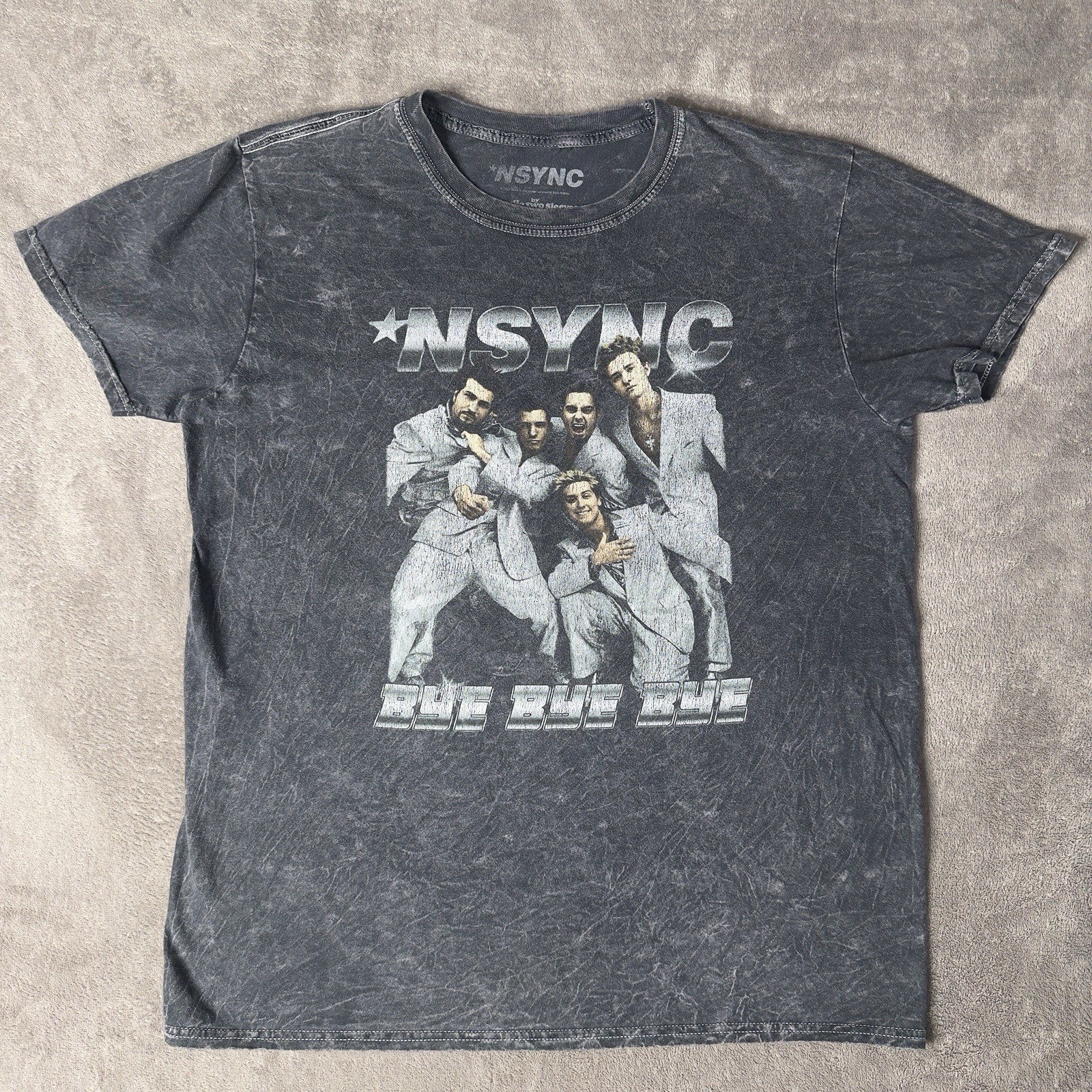 NSYNC “Bye Bye Bye” Goodie Two Sleeves Graphic Tee Mens M/L Wash Pattern