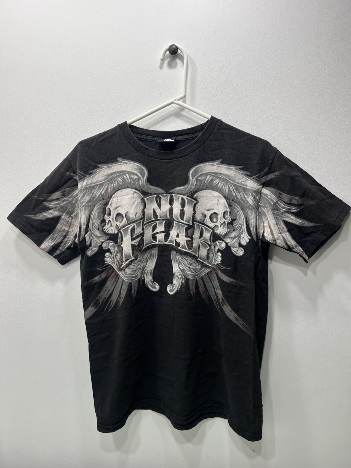 Vintage No Fear Shirt Mens Skulls Wings Y2K All Over Print ( See Measurements) gallery