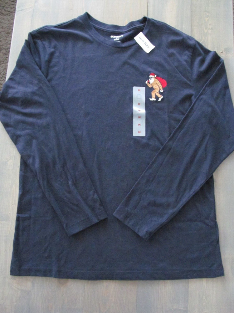 Old Navy Super Soft Poly Cotton Blend Men’s Med Bigfoot Santa Long Sleeve Shirt