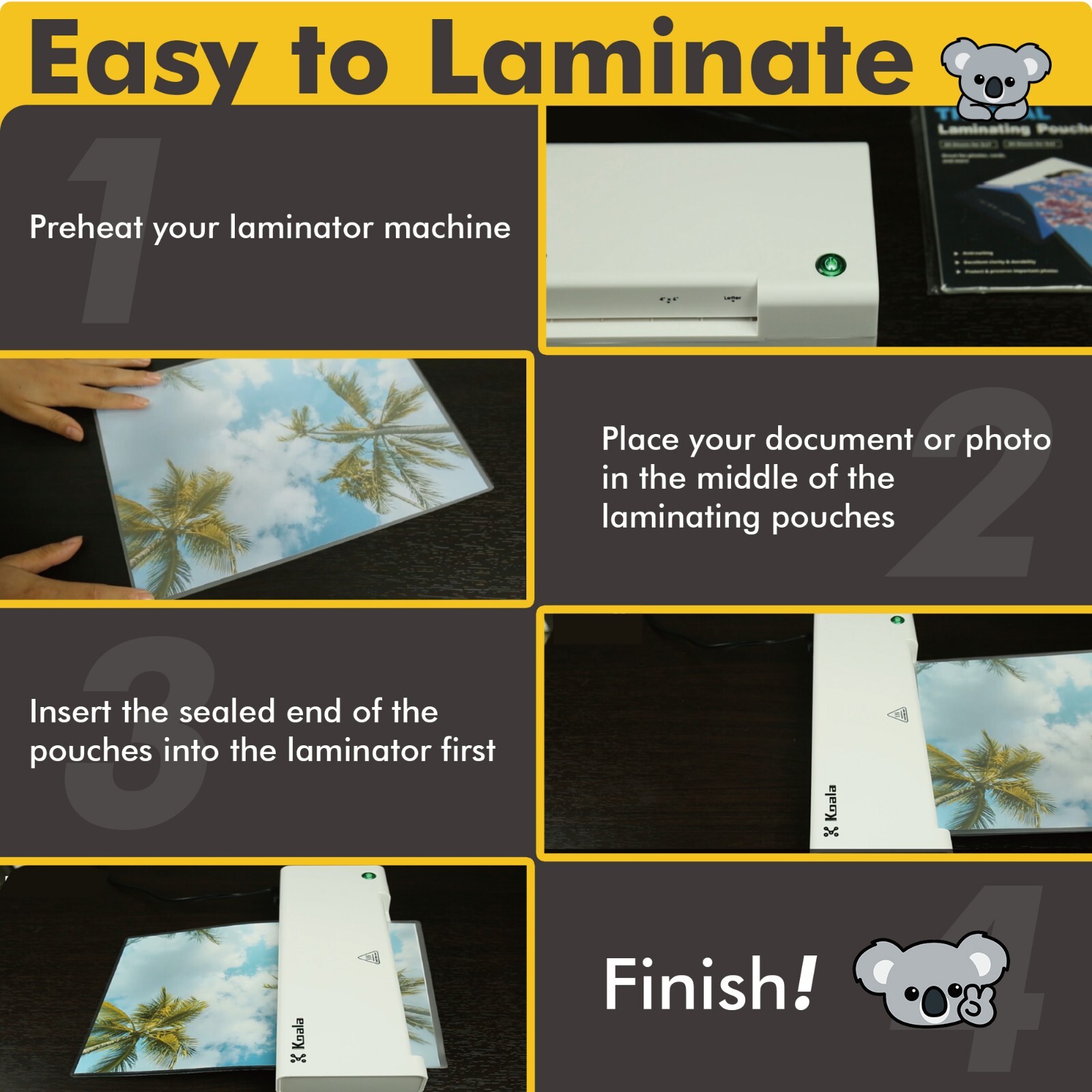 200 Pack 3 mil KOALA Thermal Laminating Pouches Sheets 11.5'' X 9" Letter Size