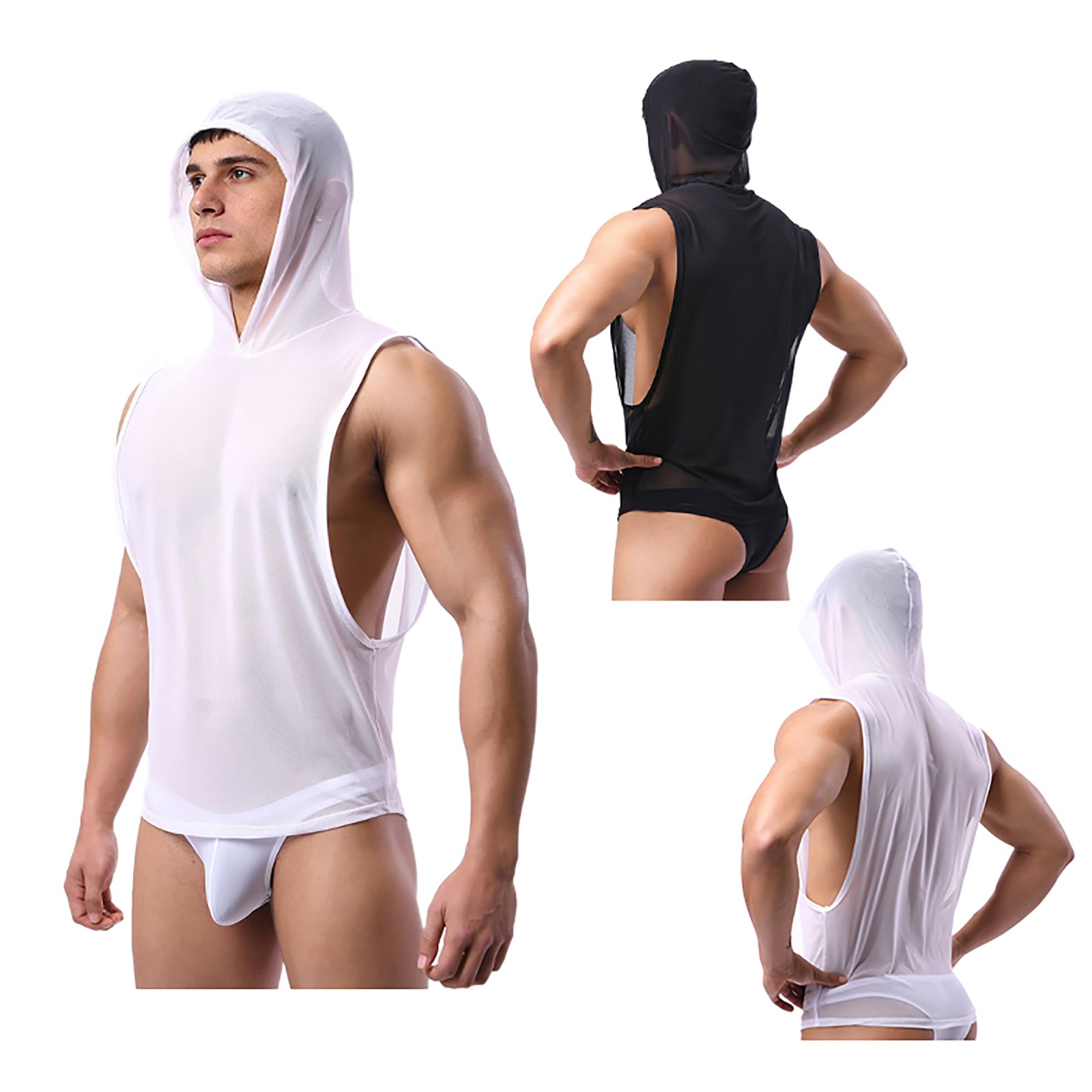 Men's Tank Top Basic T-Shirt Breathable Shirts Nightclub Undershirts Sheer Vest gallery