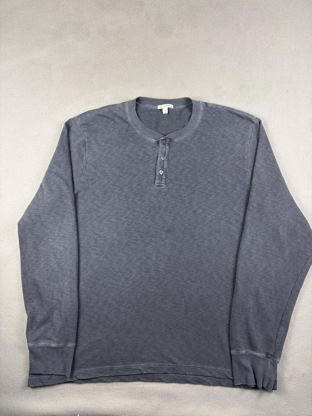 James Perse Standard Shirt Men’s Size 5 Blue Henley Button Up Longsleeve Cotton