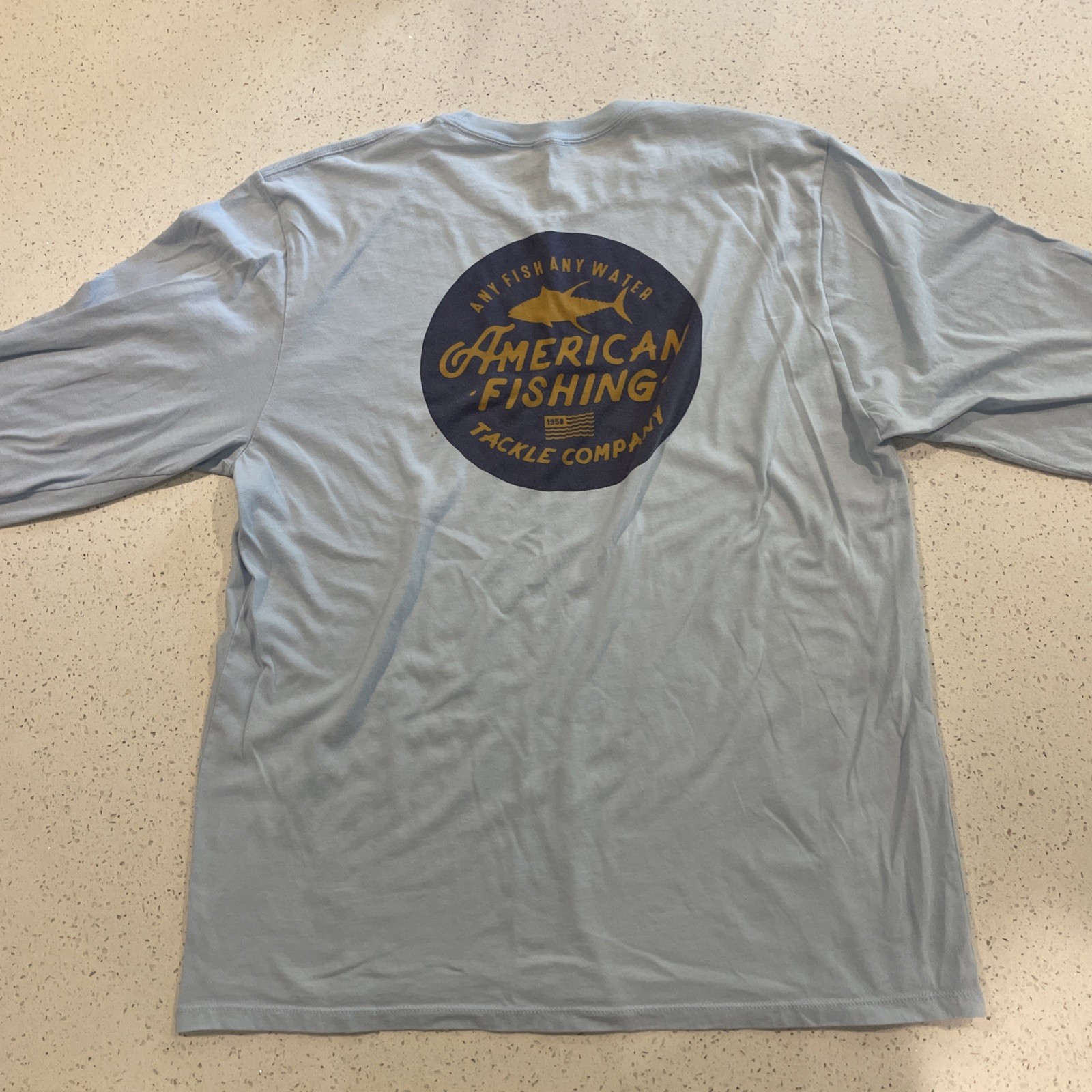 AFTCO Shirt Mens Large Blue Lightweight Outdoors Fishing Long Sleeve Logo Casual