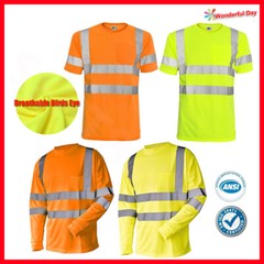 L&M Hi Vis T Shirt ANSI Class 3 Reflective Tape Safety Long Short Sleeve