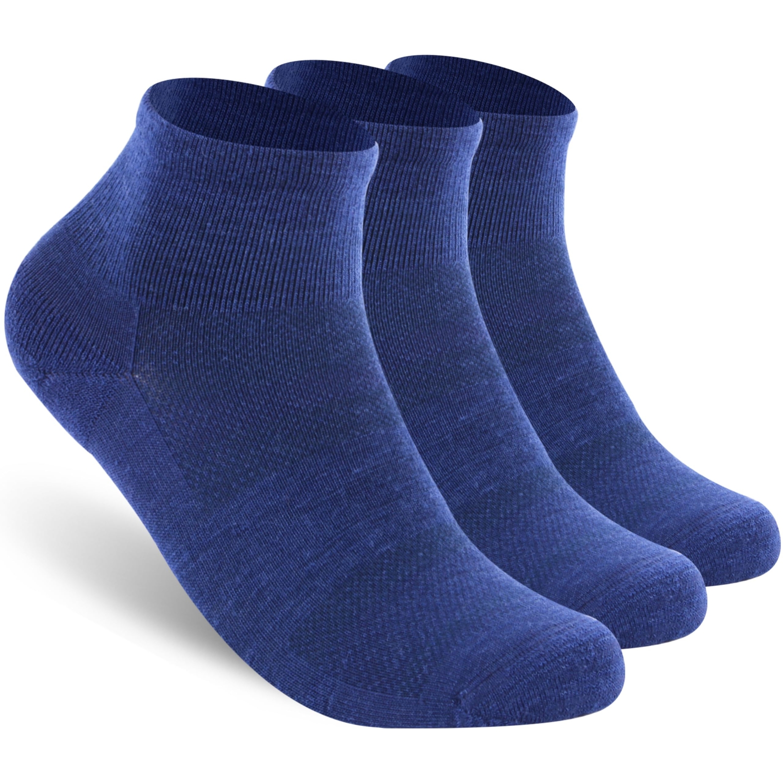 Merino Wool Ankle Socks 3-Pack Blue Medium Moisture-Wicking for Casual Running gallery