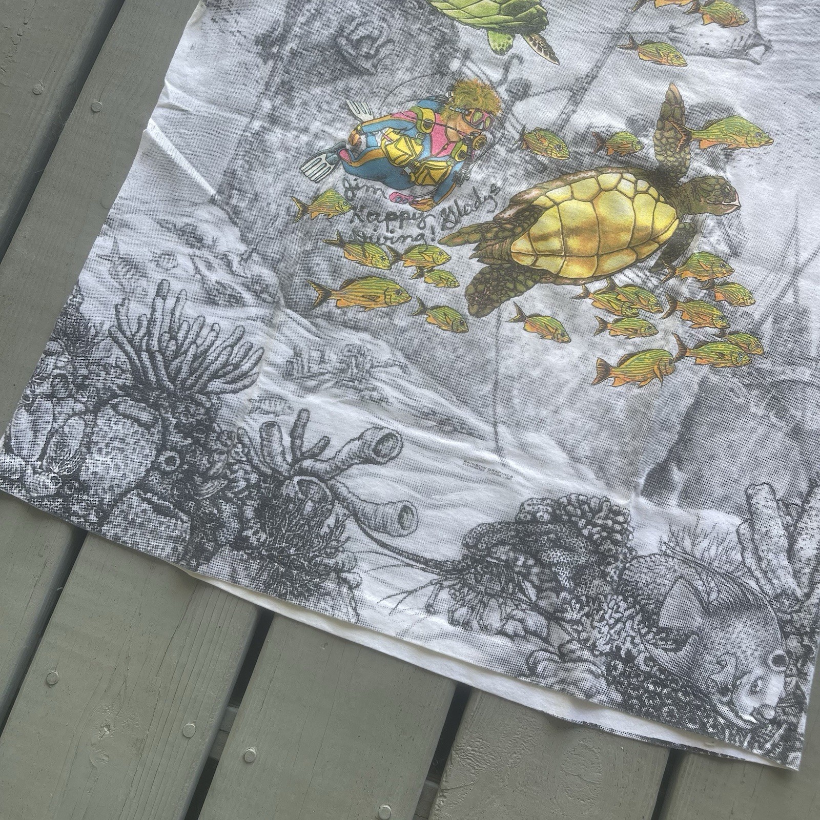 Vintage 90’s Scuba Diver Shipwreck Sharks Turtles Fish Sea Life AOP T-Shirt XL gallery