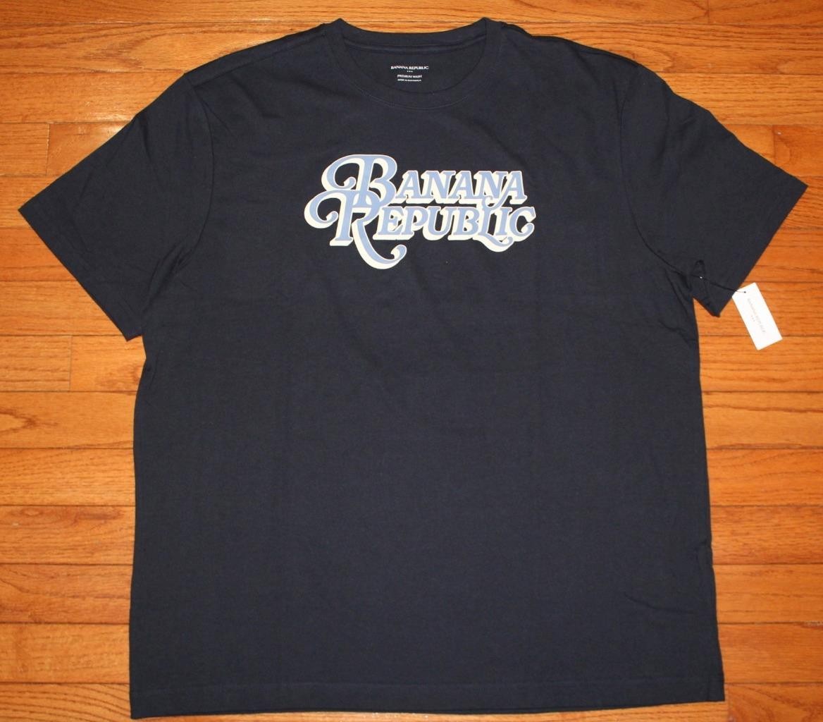NWT Mens BANANA REPUBLIC Script Logo PREMIUM WASH Graphic Tee T-Shirt LARGE *K2