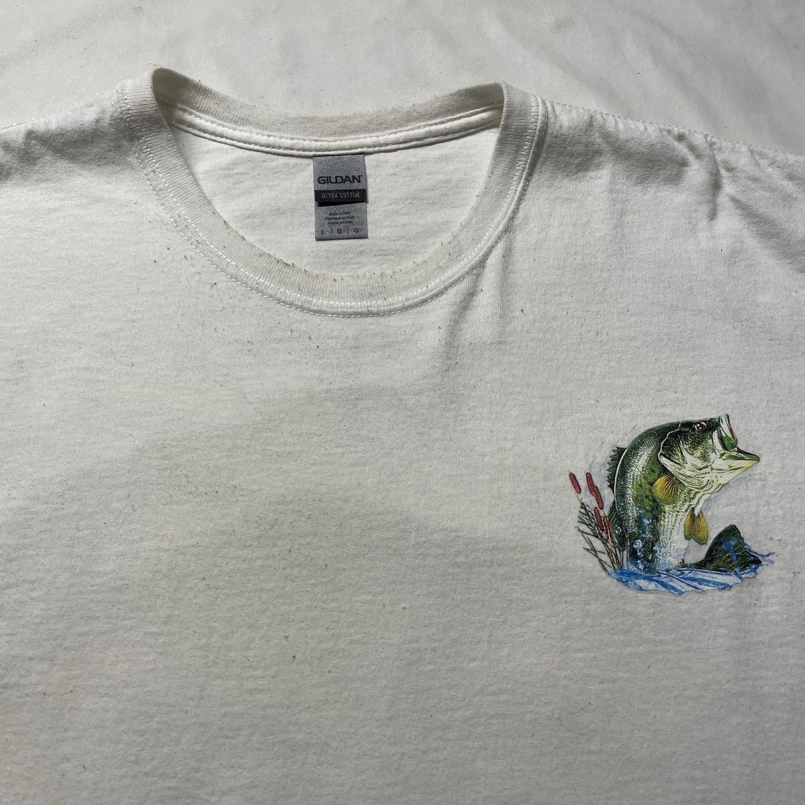 Bass Fishing Art T-Shirt Mens Large Living The Reel Life Dad Lake Beach Fish Y2K gallery