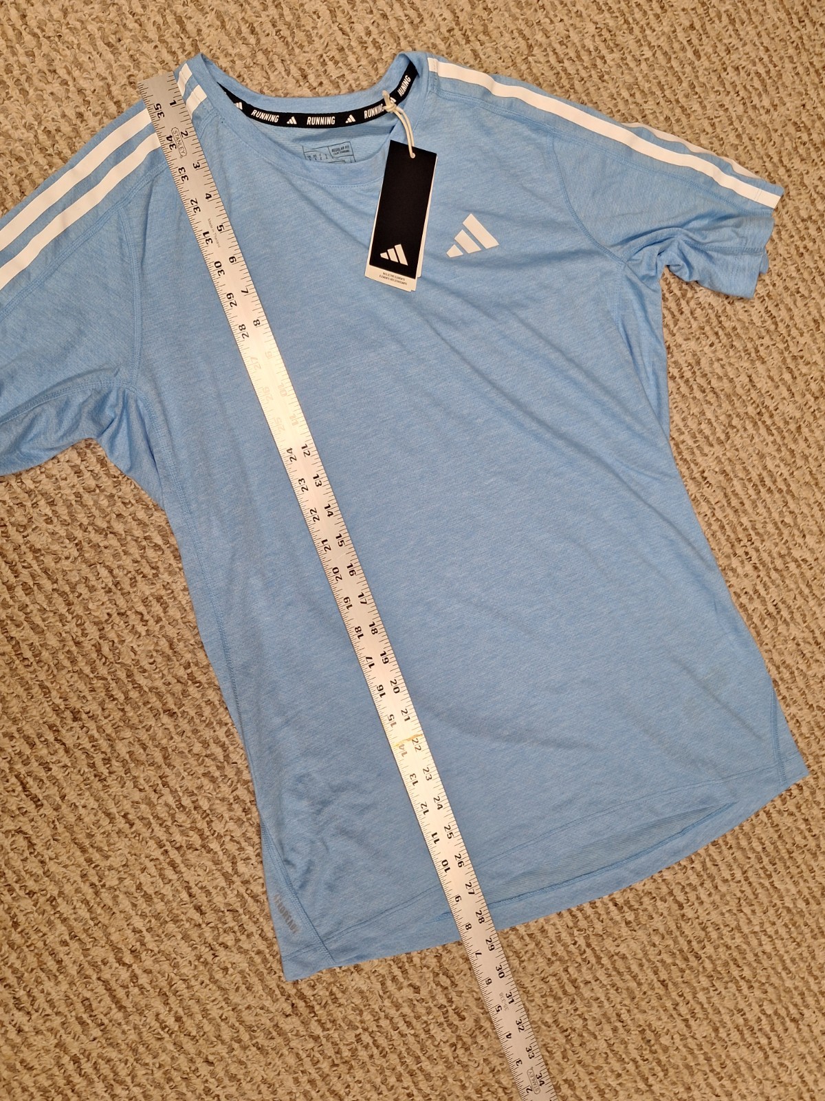 Adidas M Men's Blue T-Shirt Three Stripes Logo Short Sleeve Sports Classic gallery