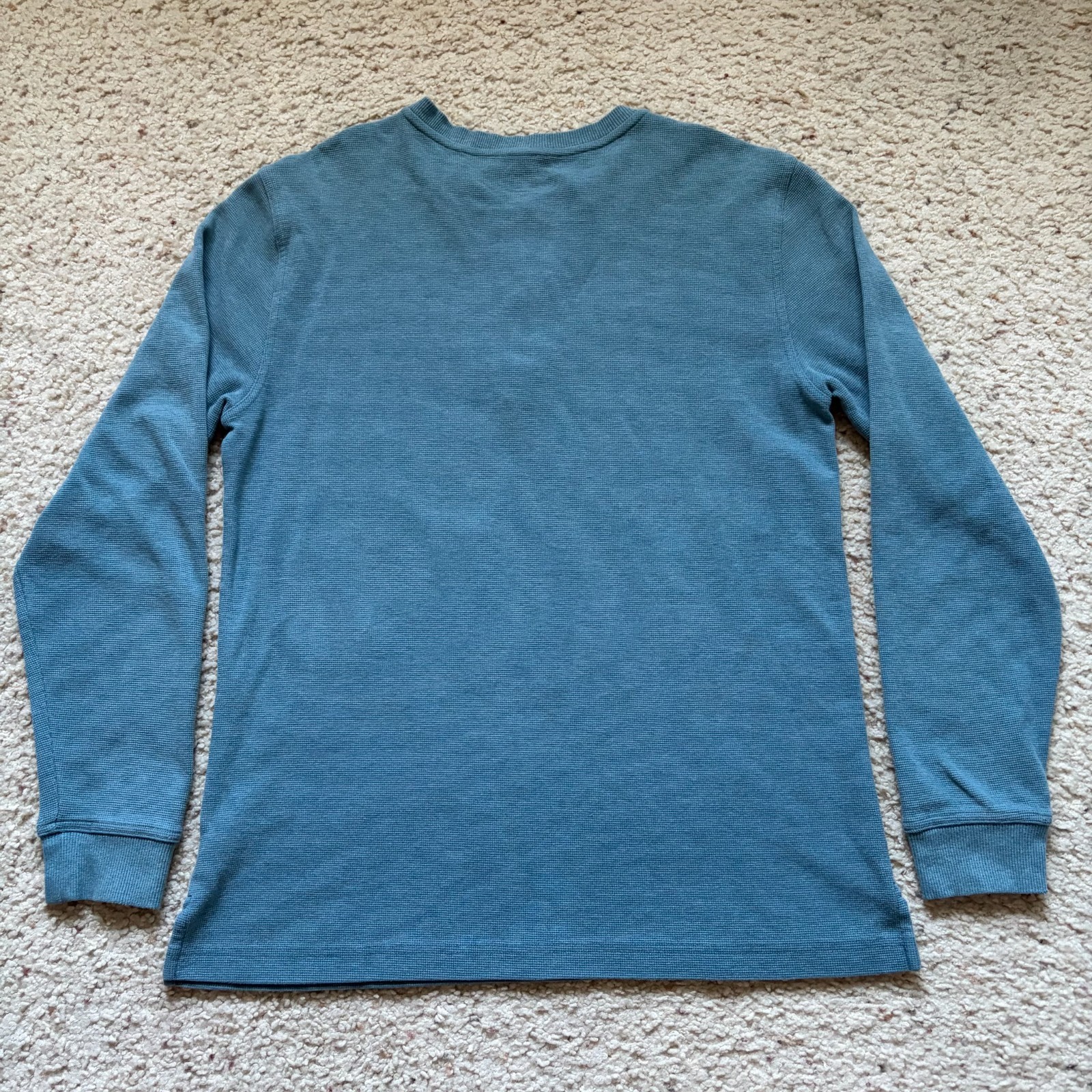L.L. Bean 3 Button Waffle Knit Long Sleeve Henley Shirt Mens M Blue Slim 502225 gallery