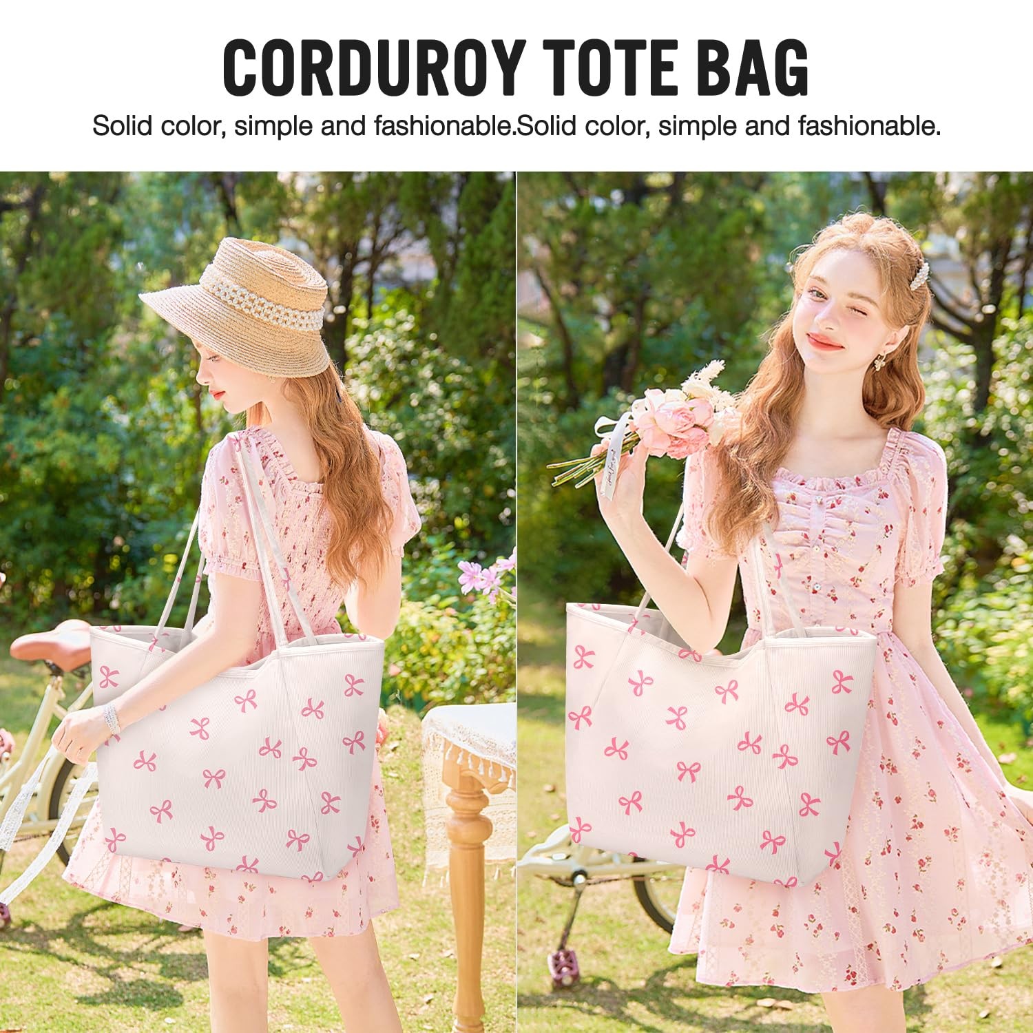 Big Size Corduroy Travel Gym Beach Shopping Grocery Shopper Lunch Tote Bag gallery
