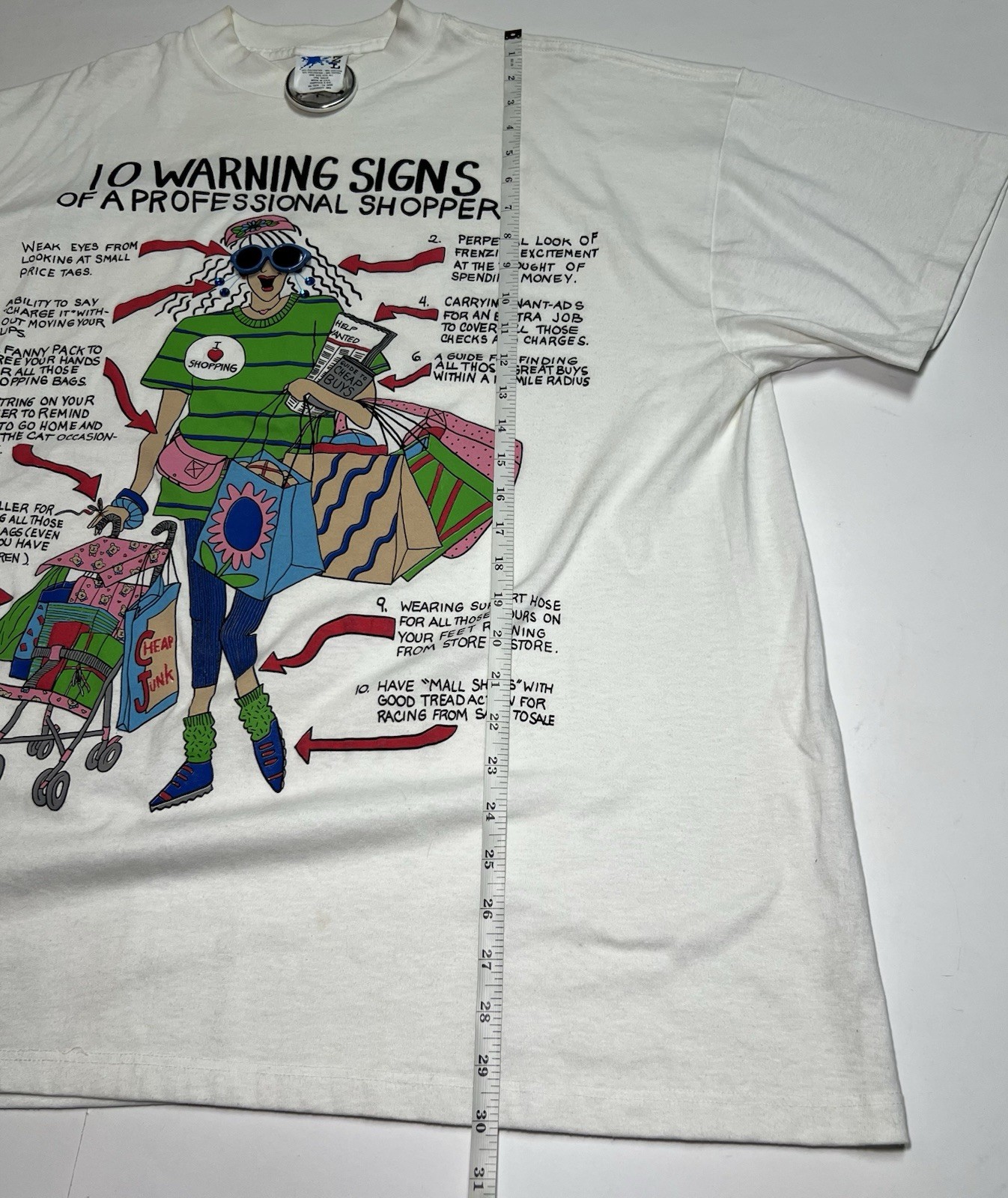 Vintage 1992 Funny Shopping T Shirt USA Made Graphic Novelty OSFA gallery