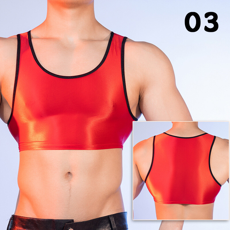 Lingerie Half Tank Top Glossy Vest Workout Sports Bras Sleeveless Undershirt gallery