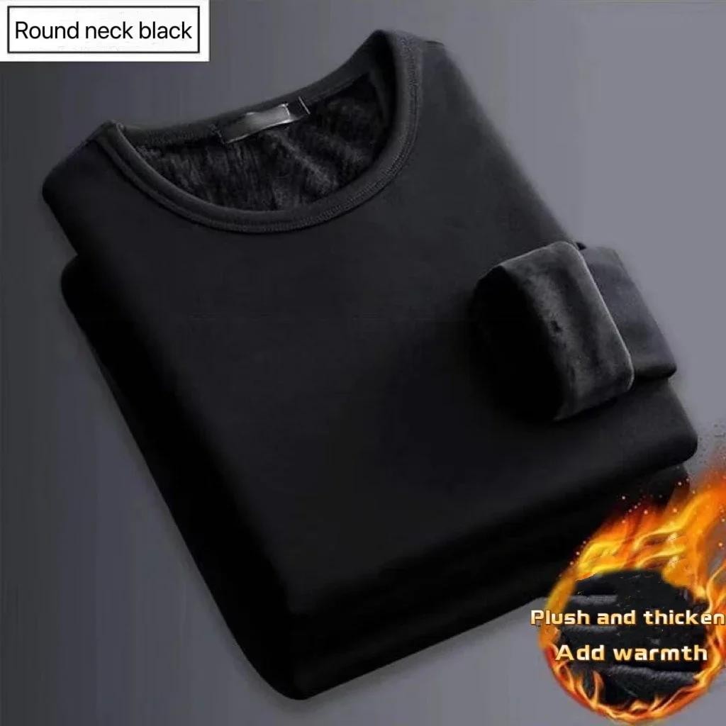 Men Winter Thermal Long Sleeve Shirt Velvet Warm Round Neck Top M-5XL gallery
