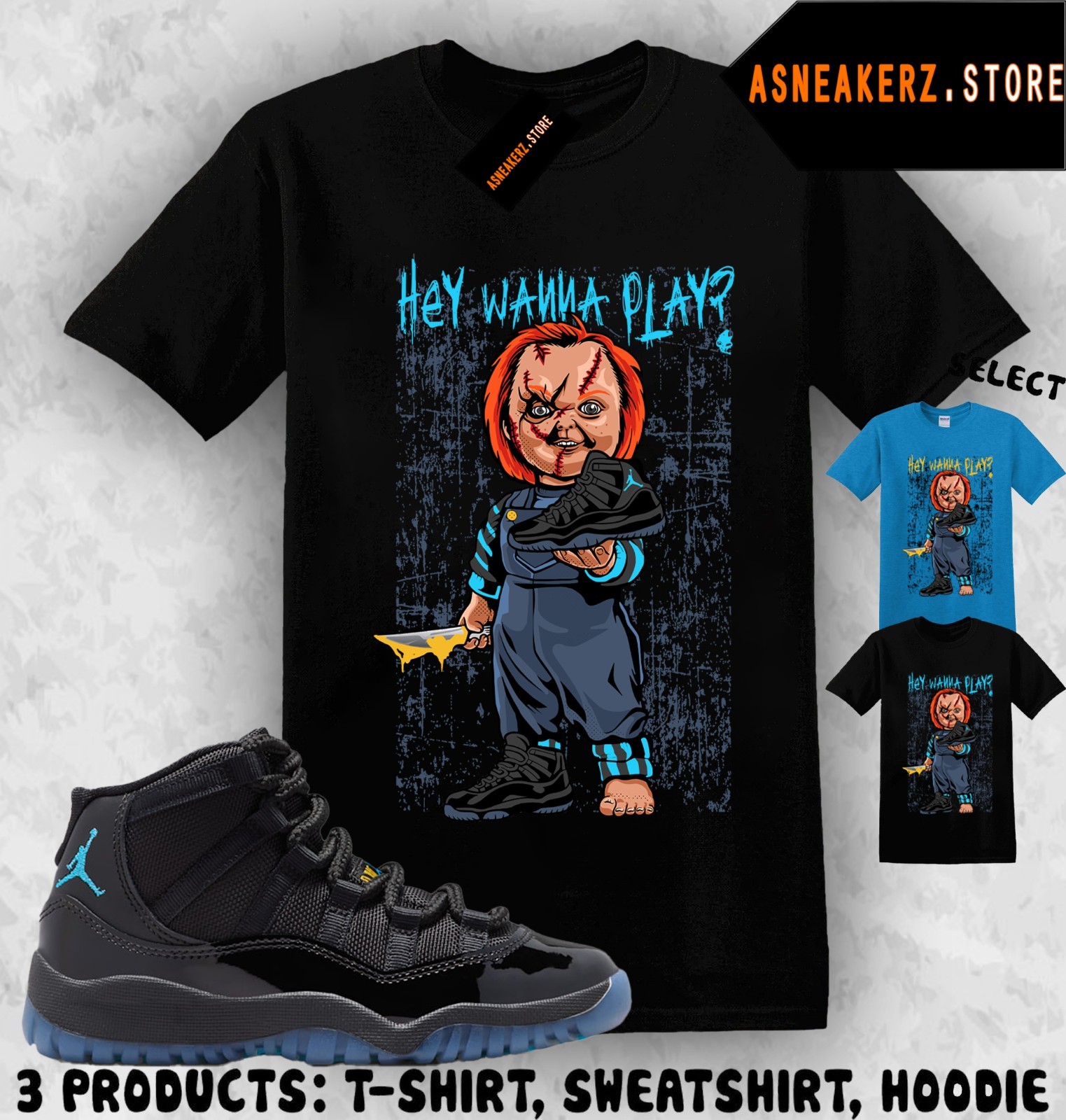 Shirt Matching AJ 11 Gamma Blue 2025 To Match Sneaker Sneakerhead Chucky T-Shirt gallery